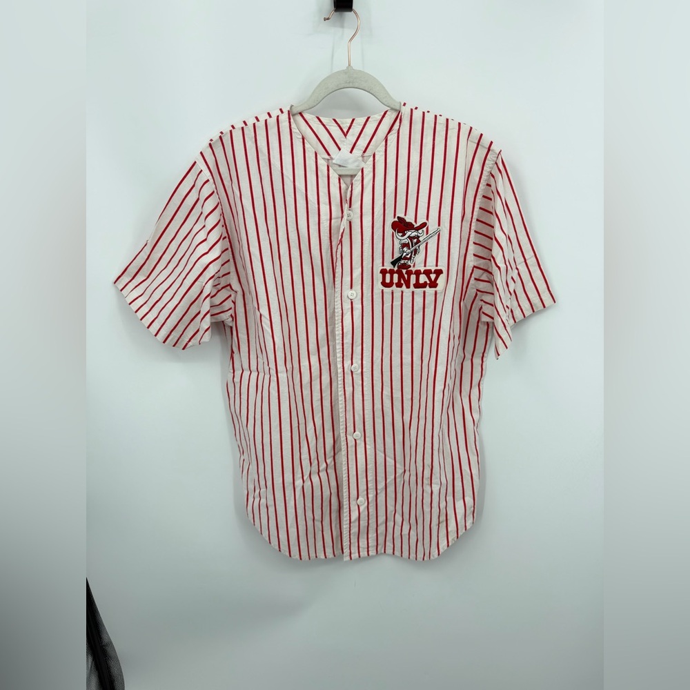 Vintage 90s Chalk Line UNLV Pinstripe Baseball Jersey‎ Spell out red white L